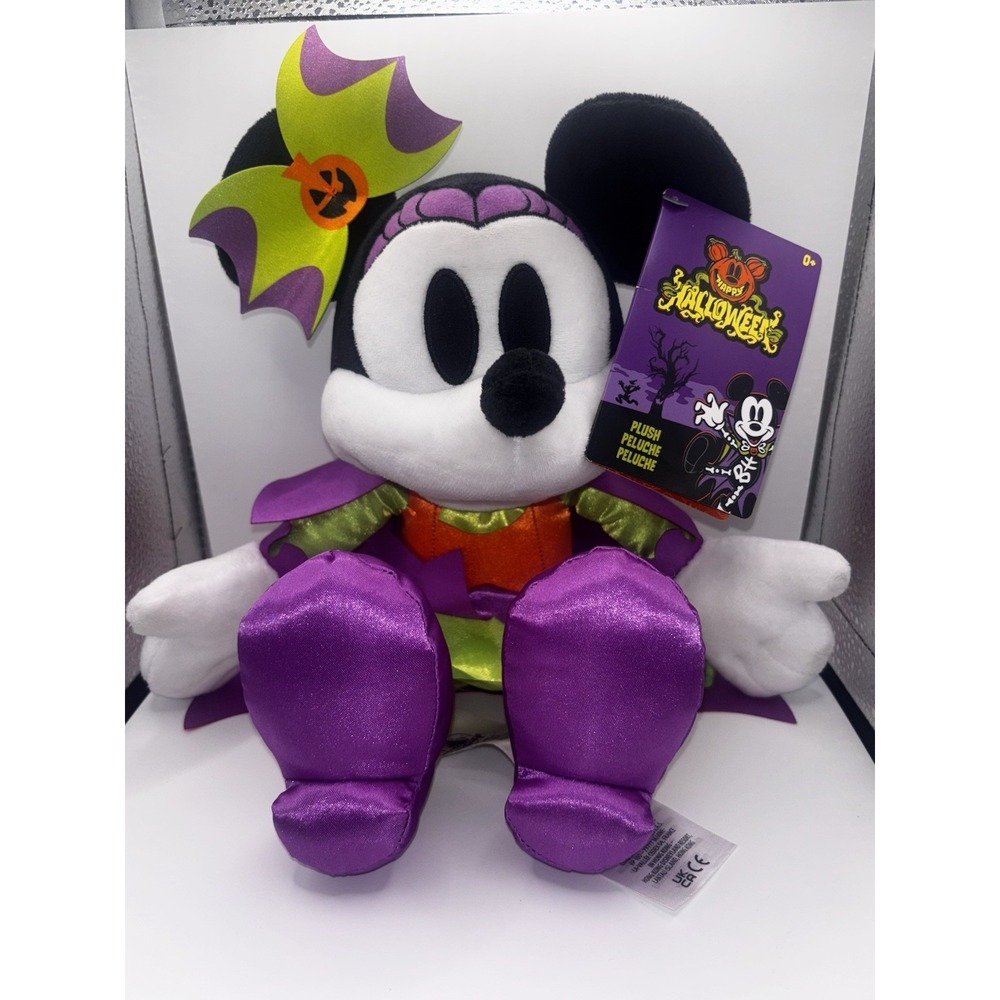 Disney Halloween Minnie Mouse Plush Witch Costume NWT Spooky Decor Toy 15" Cape